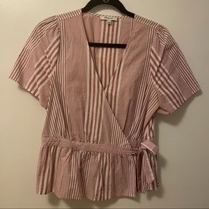 Madewell Red Striped Short Sleeve Top Medium
